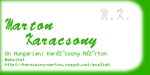 marton karacsony business card